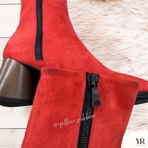 🆕 Rag & Bone Fei Stacked Heel Ankle Boot in Fiery Red | Size: 9 - Picture 5 of 8